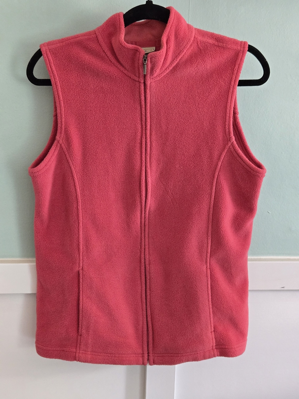 L.L. Bean Fleece Vest Women Size M Pink/ Coral Full Zip EUC
